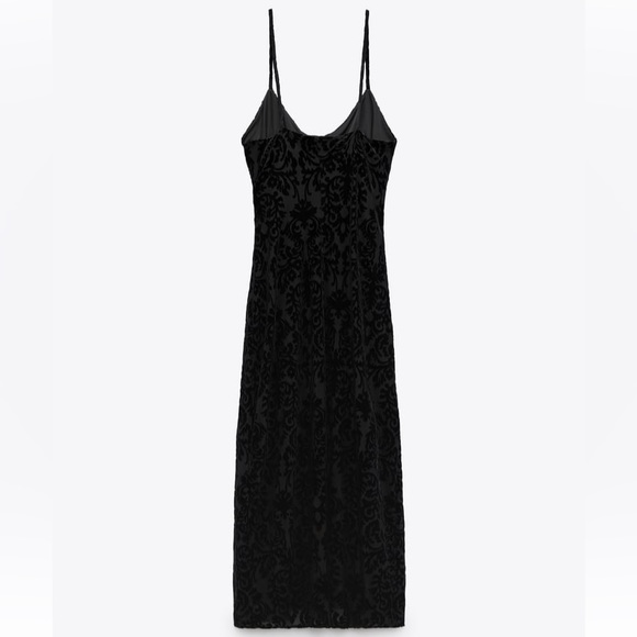 Zara Black Jacquard Dress with Rhinestone Buckle - Picture 4 of 8